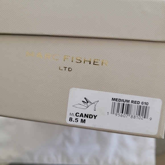 Marc Fisher LTD Candy Heeled Red Suede Mule Size 8.5 - Picture 6 of 11